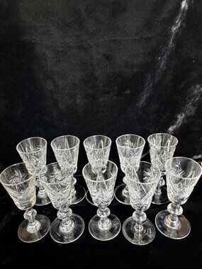 Vintage Ajka Crystal "Csopak" Cordial Glasses - Set of 10 - Made in Hungary